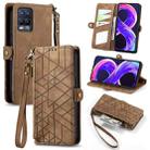 For Realme 8 / 8 Pro Geometric Zipper Wallet Side Buckle Leather Phone Case(Brown) - 1