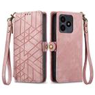 For Realme Note 50 Geometric Zipper Wallet Side Buckle Leather Phone Case(Pink) - 1