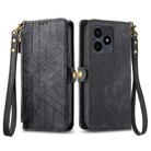 For Realme Note 50 Geometric Zipper Wallet Side Buckle Leather Phone Case(Black) - 1