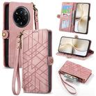 For Realme 14 Pro+ Geometric Zipper Wallet Side Buckle Leather Phone Case(Pink) - 1