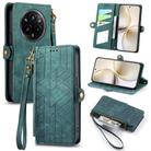 For Realme 14 Pro+ Geometric Zipper Wallet Side Buckle Leather Phone Case(Green) - 1