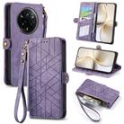 For Realme 14 Pro+ Geometric Zipper Wallet Side Buckle Leather Phone Case(Purple) - 1