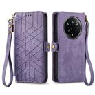 For Realme 14 Pro+ Geometric Zipper Wallet Side Buckle Leather Phone Case(Purple) - 2