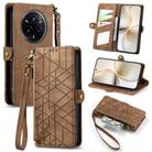 For Realme 14 Pro+ Geometric Zipper Wallet Side Buckle Leather Phone Case(Brown) - 1