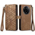 For Realme 14 Pro+ Geometric Zipper Wallet Side Buckle Leather Phone Case(Brown) - 2