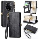 For Realme 14 Pro+ Geometric Zipper Wallet Side Buckle Leather Phone Case(Black) - 1