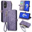 For ASUS Zenfone 10 Geometric Zipper Wallet Side Buckle Leather Phone Case(Purple) - 1