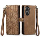 For ASUS Zenfone 10 Geometric Zipper Wallet Side Buckle Leather Phone Case(Brown) - 2