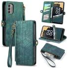 For Nokia G400 Geometric Zipper Wallet Side Buckle Leather Phone Case(Green) - 1