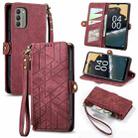 For Nokia G400 Geometric Zipper Wallet Side Buckle Leather Phone Case(Red) - 1