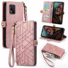 For Nokia XR21 Geometric Zipper Wallet Side Buckle Leather Phone Case(Pink) - 1