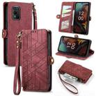 For Nokia XR21 Geometric Zipper Wallet Side Buckle Leather Phone Case(Red) - 1