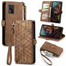 For Nokia XR21 Geometric Zipper Wallet Side Buckle Leather Phone Case(Brown) - 1