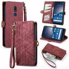 For Nokia C3 Geometric Zipper Wallet Side Buckle Leather Phone Case(Red) - 1