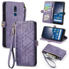 For Nokia C3 Geometric Zipper Wallet Side Buckle Leather Phone Case(Purple) - 1