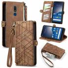 For Nokia C3 Geometric Zipper Wallet Side Buckle Leather Phone Case(Brown) - 1