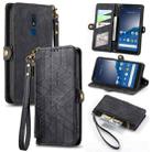 For Nokia C3 Geometric Zipper Wallet Side Buckle Leather Phone Case(Black) - 1