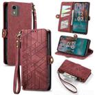 For Nokia C12 Geometric Zipper Wallet Side Buckle Leather Phone Case(Red) - 1