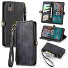 For Nokia C12 Geometric Zipper Wallet Side Buckle Leather Phone Case(Black) - 1