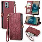 For Nokia G22 Geometric Zipper Wallet Side Buckle Leather Phone Case(Red) - 1