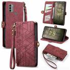 For Nokia C31 Geometric Zipper Wallet Side Buckle Leather Phone Case(Red) - 1