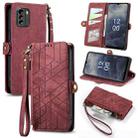 For Nokia G60 5G Geometric Zipper Wallet Side Buckle Leather Phone Case(Red) - 1