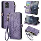 For Nokia G60 5G Geometric Zipper Wallet Side Buckle Leather Phone Case(Purple) - 1
