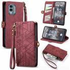 For Nokia X30 5G Geometric Zipper Wallet Side Buckle Leather Phone Case(Red) - 1