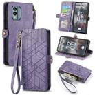 For Nokia X30 5G Geometric Zipper Wallet Side Buckle Leather Phone Case(Purple) - 1