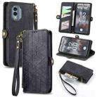 For Nokia X30 5G Geometric Zipper Wallet Side Buckle Leather Phone Case(Black) - 1