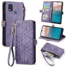 For Nokia C21 Plus Geometric Zipper Wallet Side Buckle Leather Phone Case(Purple) - 1