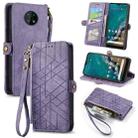 For Nokia G50 5G Geometric Zipper Wallet Side Buckle Leather Phone Case(Purple) - 1