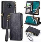 For Nokia G50 5G Geometric Zipper Wallet Side Buckle Leather Phone Case(Black) - 1