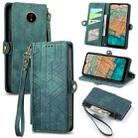 For Nokia C20 Geometric Zipper Wallet Side Buckle Leather Phone Case(Green) - 1