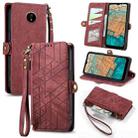 For Nokia C20 Geometric Zipper Wallet Side Buckle Leather Phone Case(Red) - 1