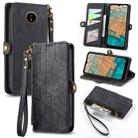 For Nokia C20 Geometric Zipper Wallet Side Buckle Leather Phone Case(Black) - 1