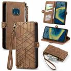 For Nokia XR20 Geometric Zipper Wallet Side Buckle Leather Phone Case(Brown) - 1