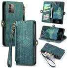 For Nokia G11/G21 Geometric Zipper Wallet Side Buckle Leather Phone Case(Green) - 1