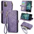 For Nokia G11/G21 Geometric Zipper Wallet Side Buckle Leather Phone Case(Purple) - 1