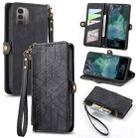 For Nokia G11/G21 Geometric Zipper Wallet Side Buckle Leather Phone Case(Black) - 1