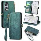 For Honor 70 Geometric Zipper Wallet Side Buckle Leather Phone Case(Green) - 1