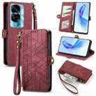 For Honor 90 Lite / X50i Geometric Zipper Wallet Side Buckle Leather Phone Case(Red) - 1