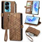 For Honor 90 Lite / X50i Geometric Zipper Wallet Side Buckle Leather Phone Case(Brown) - 1