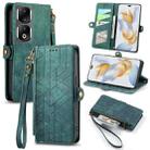 For Honor 90 Pro Geometric Zipper Wallet Side Buckle Leather Phone Case(Green) - 1