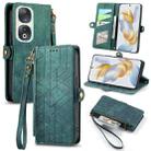 For Honor 90 Geometric Zipper Wallet Side Buckle Leather Phone Case(Green) - 1