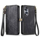 For Honor 90 Geometric Zipper Wallet Side Buckle Leather Phone Case(Black) - 2
