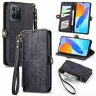 For Honor X8 5G Geometric Zipper Wallet Side Buckle Leather Phone Case(Black) - 1