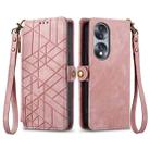 For Honor Magic5 Pro Geometric Zipper Wallet Side Buckle Leather Phone Case(Pink) - 2