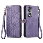 For Honor Magic5 Pro Geometric Zipper Wallet Side Buckle Leather Phone Case(Purple) - 2