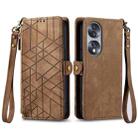 For Honor Magic5 Geometric Zipper Wallet Side Buckle Leather Phone Case(Brown) - 2